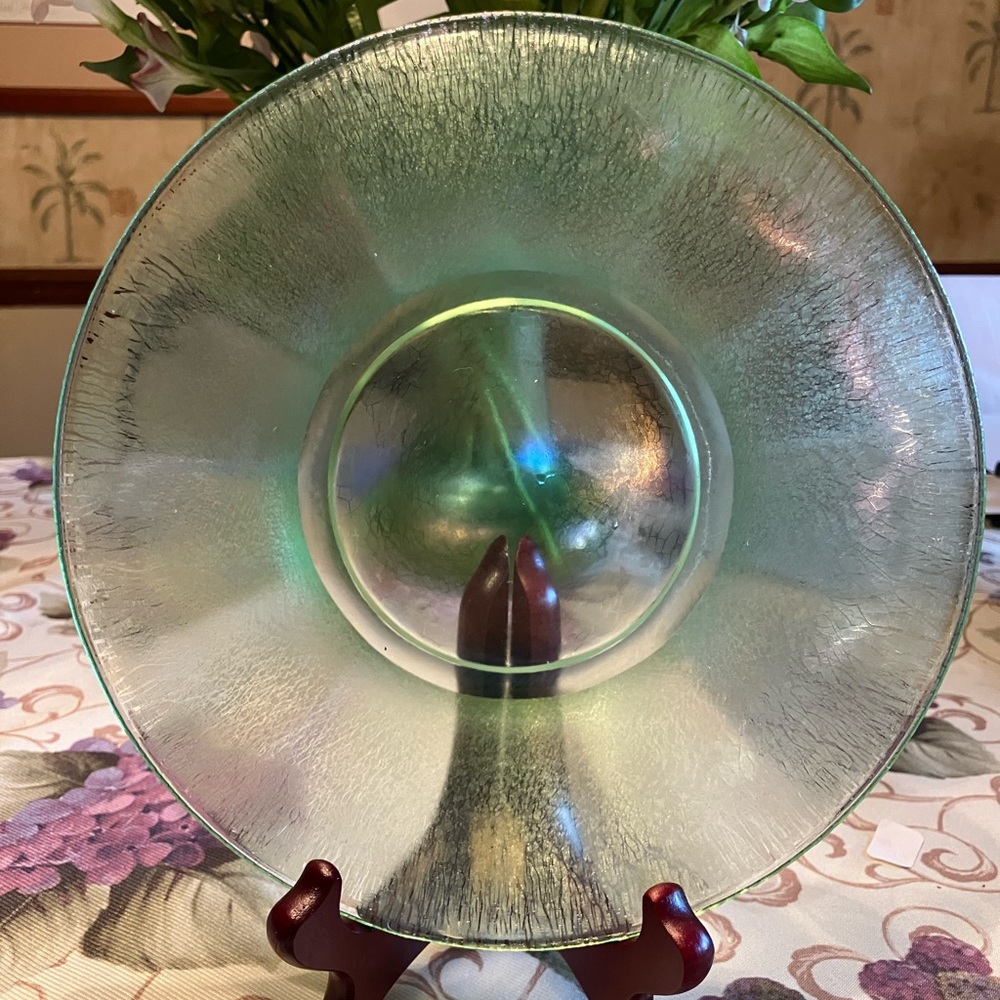 ANTIQUE IRRIDESCENT, URANIUM FENTON STRETCH GLASS